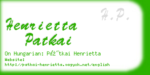 henrietta patkai business card